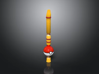 Poké Ball Toy Model With Yellow Stick And Red White Design 3d model