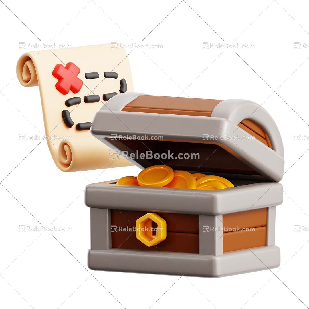 Modern game treasure chest game props treasure chest 3d model