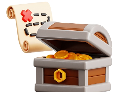 Modern game treasure chest game props treasure chest 3d model