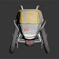 Concept Motorcycle With Yellow Windshield White Body Red Logo And Four Wheels