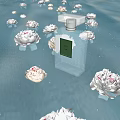Elegant Transparent Glass Perfume Bottle With Floating Floral Accents In Water