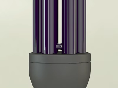Sleek Purple Cylindrical Structure With Gray Base And Vertical Pillars 3d model