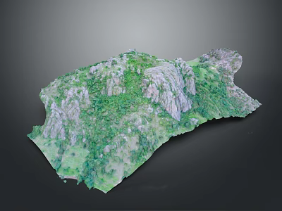 Detailed Mountainous Terrain 3D Model Featuring Green Vegetation And Rocky Formations 3d model