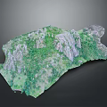Detailed Mountainous Terrain 3D Model Featuring Green Vegetation And Rocky Formations