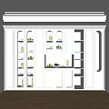 Modern White Wine Cabinet With Glass Doors And Green Bottles