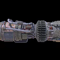 Detailed Industrial Turbine Engine With Complex Internal Structure And Metal Components