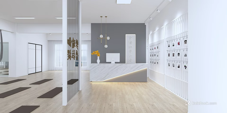 Modern Fitness Gym Space Featuring Treadmill Dumbbells Yoga Mats And Training Gear 3d model 