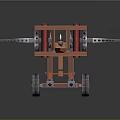Ancient Military Vehicle With Wooden Frame Spiked Design And Wheels For Siege Warfare