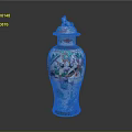 Traditional Ceramic Sculpture Vase With Colorful Floral And Bird Patterns Lid
