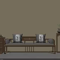 Elegant New Chinese Style Solid Wood Luohan Bed With Soft Cushions And Decorative Pillows