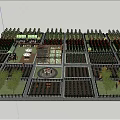 Rural Agricultural Landscape with Neat Farm Plots Greenhouse and Outdoor Seating Area
