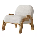 Modern Leisure Chair With Curved Wooden Frame And Soft Beige Upholstered Seat