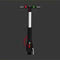 Modern Black And White Electric Scooter With Red Accents And Green Handlebar