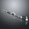 Futuristic Metallic Staff Weapon With Silver Black Handles And Modern Sleek Design
