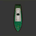Green And White Model Boat With Yellow Buoys Ladder And Deck Details