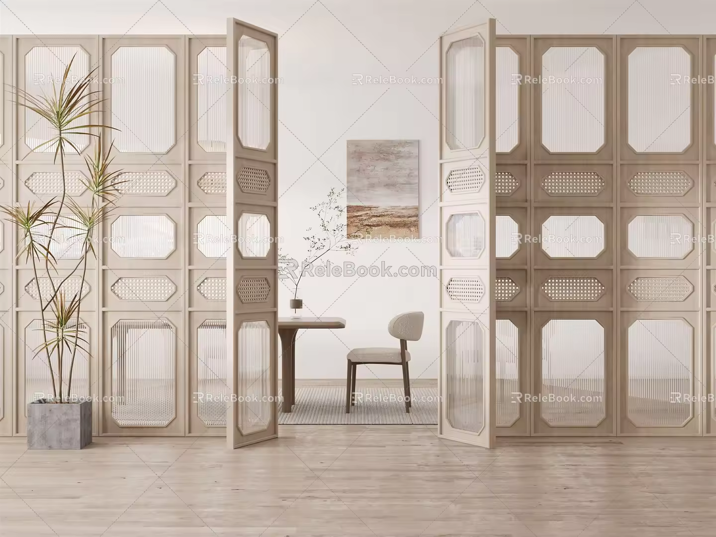 Silent glass partition 3d model