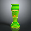 Green Decorative Birthday Cup With Happy Birthday Message Cake Pattern And Smooth Surface