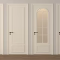 White Hinged Doors With Glass Panels And Metal Handles For Home Interior Design
