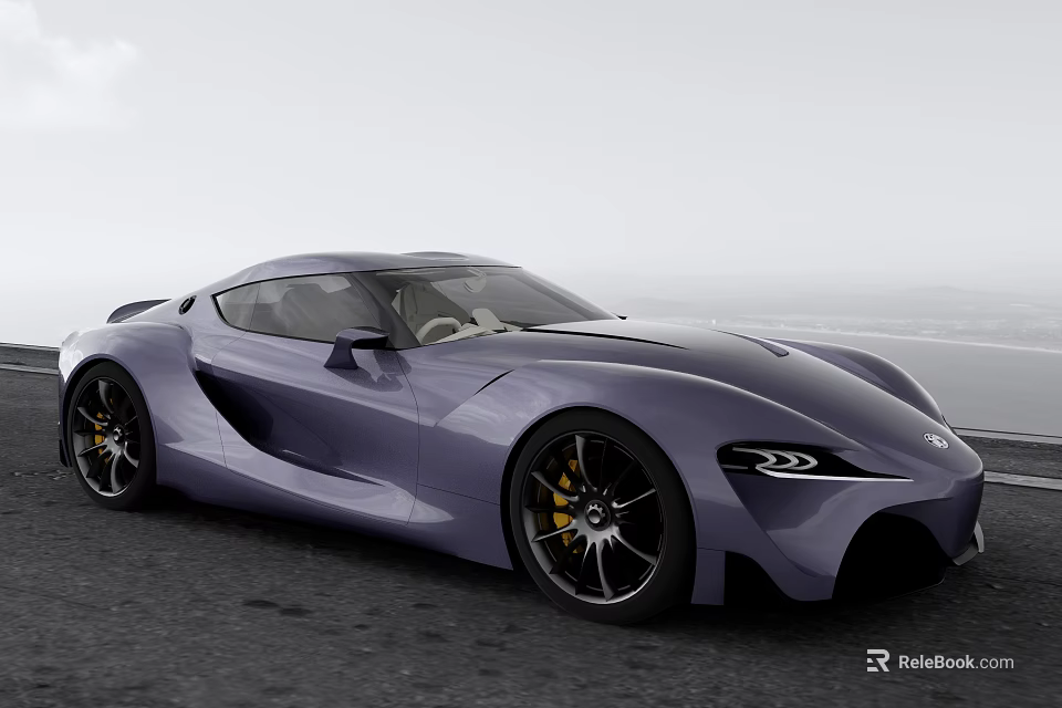 Purple Sports Car With Modern Sleek Body Design Sporty Wheels On Open Road Setting 3d model 