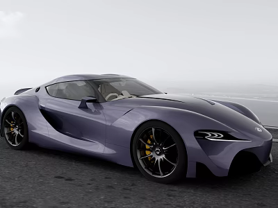 Purple Sports Car With Modern Sleek Body Design Sporty Wheels On Open Road Setting 3d model