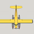 Yellow Seaplane Passenger Aircraft With Float Gear Propeller And Blue Sky Background