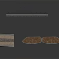 Scenic Construction Components With Leg Supported Platform Long Rail Structure And Oval Shaped Paving Blocks