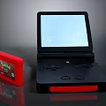 Black Flip Portable Gaming Device With Screen Buttons And Red Pokemon Case 3d model
