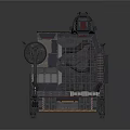 Industrial Mechanical Platform Design Featuring Grid Floor Metal Railings And Support Columns