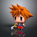 3D Cartoon Character With Spiky Orange Hair Blue Eyes Holding Key Wearing Red Blue Outfit