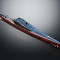 Detailed Blue And Red Submarine Model As Watercraft Design