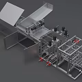Industrial Processing Equipment With Metal Structure Mechanical System And Red Components