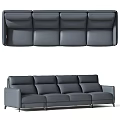 Modern Grey Leather Multi-seater Sofa With Sleek Design And Comfortable Seats 3d model