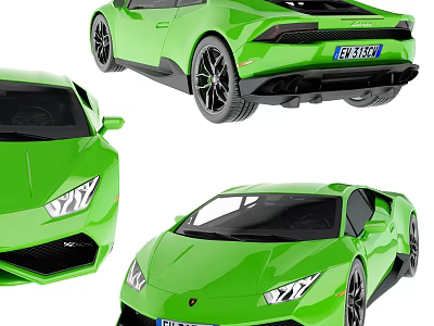 Green Lamborghini Sports Car With Sleek Exterior Design From Front Side Rear Views 3d model