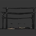 Black Metal Frame Equipment With Scattered Rods And Components