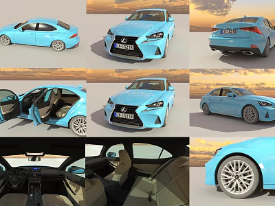 Blue Lexus Car Multiple Angles Exterior And Interior Design Details View 3d model