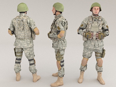 Passerby figure pedestrian military armed 3d model