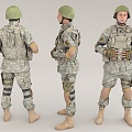 Passerby figure pedestrian military armed 3d model