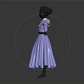 Elegant Pink Purple Vintage Dresses with White Lace Collar Belted Waist and A line Skirt