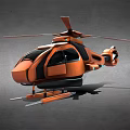 Orange Modern Helicopter Design With Rotor Cockpit And Futuristic Look