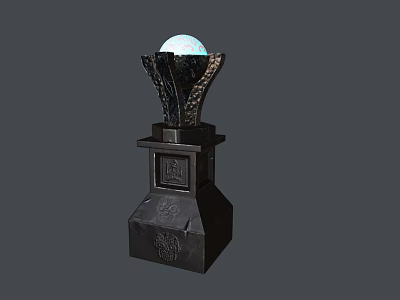 Premium Trophy With Black Carved Base And Glowing Sphere On Decorative Pedestal 3d model