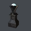 Premium Trophy With Black Carved Base And Glowing Sphere On Decorative Pedestal
