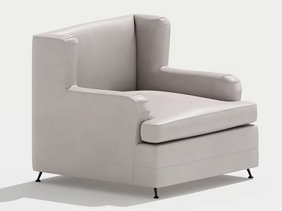 Modern Light Gray Upholstered Single Sofa With Armrest And Slim Black Legs 3d model