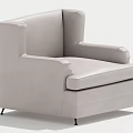 Modern Light Gray Upholstered Single Sofa With Armrest And Slim Black Legs 3d model