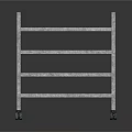 Silver Metal Step Ladder With Four Dark Tread Steps And Wheels
