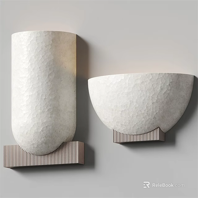 Sleek Modern Wall Lamps With Textured Surface And Metal Base Design 3d model