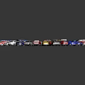 Colorful Toy Cars Arranged in Circular Pattern with Various Hues and Models
