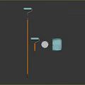 Essential Painting Tools Set With Orange Handle Roller Light Blue Bucket And Sponge