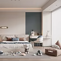 Modern Kids Bedroom Interior With Bed Toys Desk And Chair