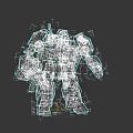 Game And Movie Mech Character Blue White Gray 3D Robot With Arm Cannon