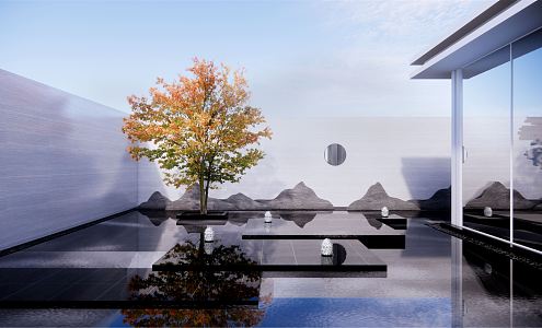 New Chinese Courtyard Landscape Demonstration Area Waterscape Courtyard 3d model